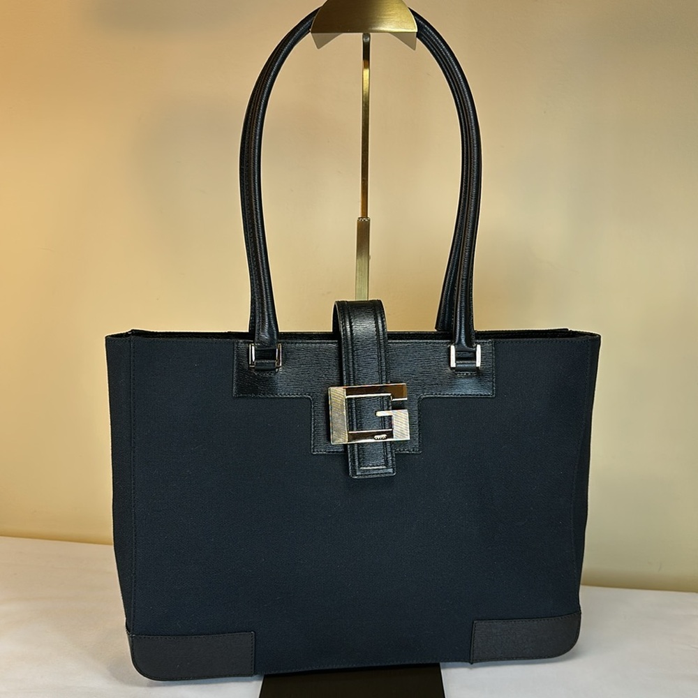 Gucci Leather and Canvas Tote Tom Ford Era 1994-2004, unbranded crossbody strap - Picture 4 of 16